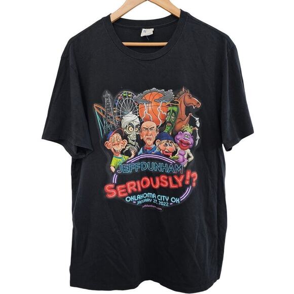 Jeff Dunham Seriously!? Oklahoma City 2022 T-Shirt Mens XL Black Graphic Tee - Picture 1 of 9